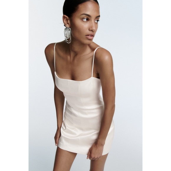 Zara ivory satin mini dress - Picture 6 of 6